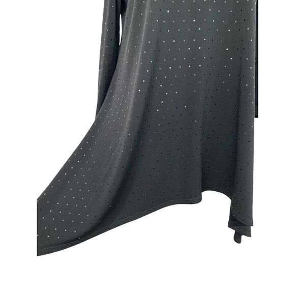 Clara Sun Woo Black Cold Shoulder Tunic Sparkle Reflective Dots Festive Size XS - Picture 3 of 8